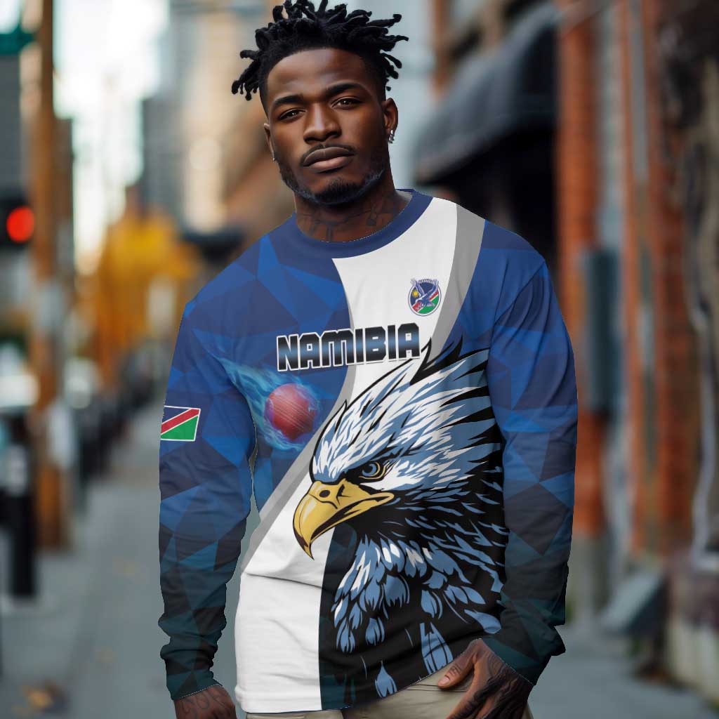 Custom Afro Namibia Cricket Long Sleeve Shirt Go Eagles
