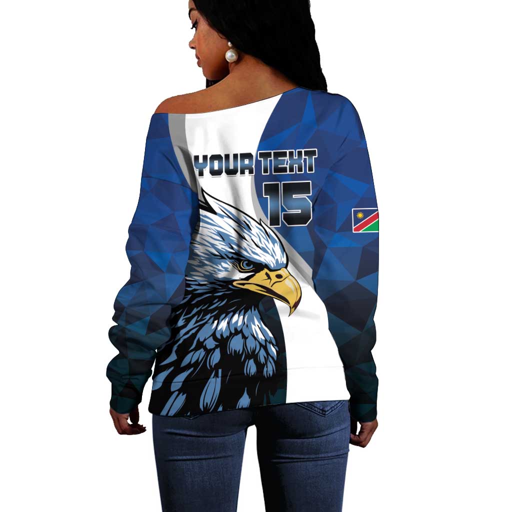 Custom Afro Namibia Cricket Off Shoulder Sweater Go Eagles