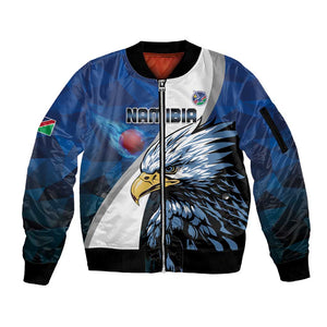 Custom Afro Namibia Cricket Sleeve Zip Bomber Jacket Go Eagles