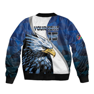 Custom Afro Namibia Cricket Sleeve Zip Bomber Jacket Go Eagles