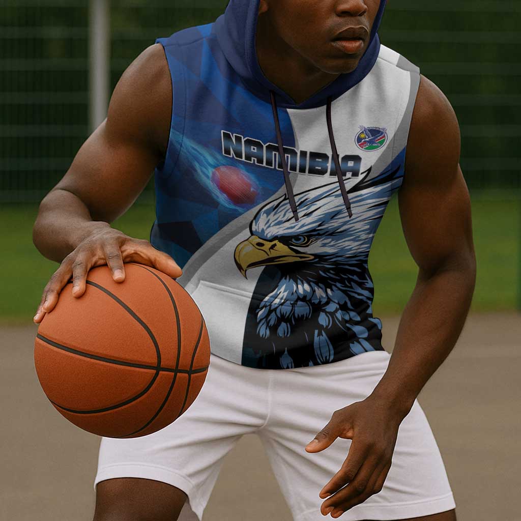 Custom Afro Namibia Cricket Sleeveless Hoodie Go Eagles - African Pride
