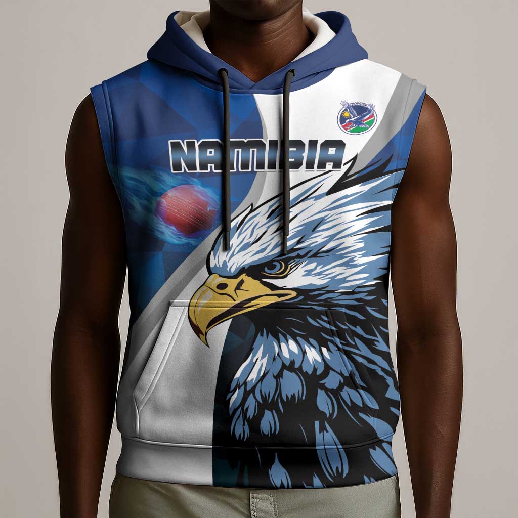 Custom Afro Namibia Cricket Sleeveless Hoodie Go Eagles - African Pride
