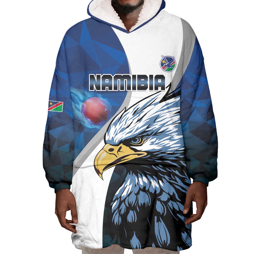 Custom Afro Namibia Cricket Wearable Blanket Hoodie Go Eagles