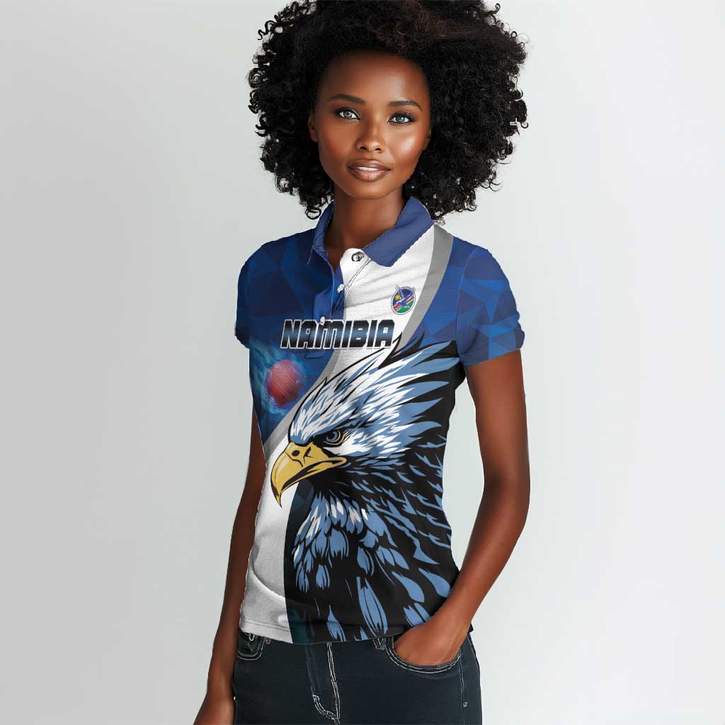 Custom Afro Namibia Cricket Women Polo Shirt Go Eagles