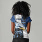 Custom Afro Namibia Cricket Women V-Neck T-Shirt Go Eagles