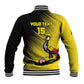 Uganda Football Custom Baseball Jacket African Pattern Mix Grunge Style - Yellow Color
