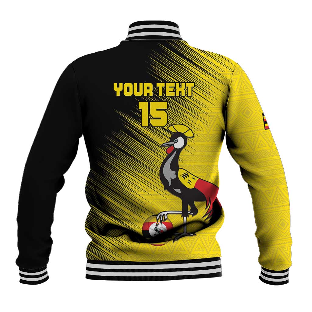 Uganda Football Custom Baseball Jacket African Pattern Mix Grunge Style - Yellow Color
