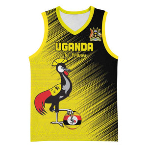 Uganda Football Custom Basketball Jersey African Pattern Mix Grunge Style - Yellow Color - African Pride