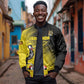Uganda Football Custom Bomber Jacket African Pattern Mix Grunge Style - Yellow Color
