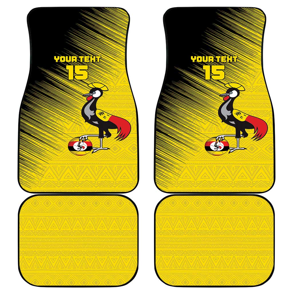 Uganda Football Custom Car Mats African Pattern Mix Grunge Style - Yellow Color