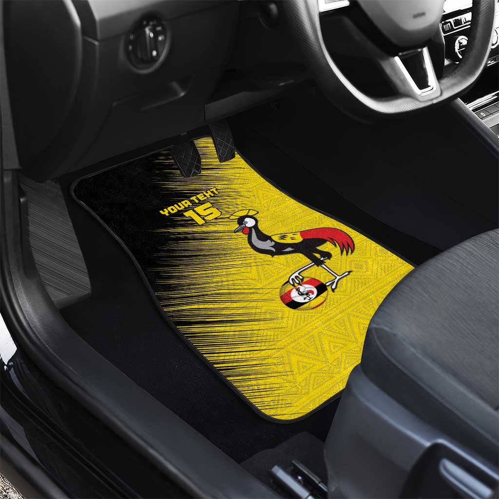 Uganda Football Custom Car Mats African Pattern Mix Grunge Style - Yellow Color