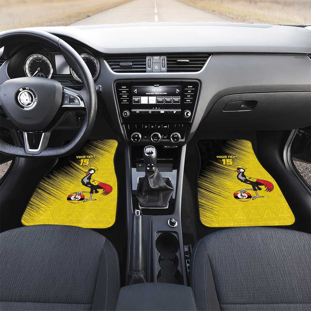 Uganda Football Custom Car Mats African Pattern Mix Grunge Style - Yellow Color