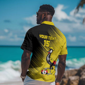 Uganda Football Custom Hawaiian Shirt African Pattern Mix Grunge Style - Yellow Color