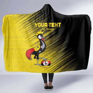 Uganda Football Custom Hooded Blanket African Pattern Mix Grunge Style - Yellow Color
