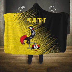 Uganda Football Custom Hooded Blanket African Pattern Mix Grunge Style - Yellow Color