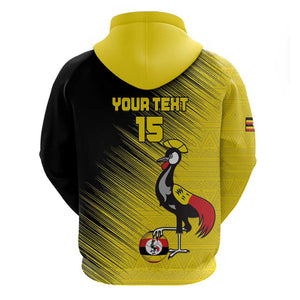 Uganda Football Custom Hoodie African Pattern Mix Grunge Style - Yellow Color