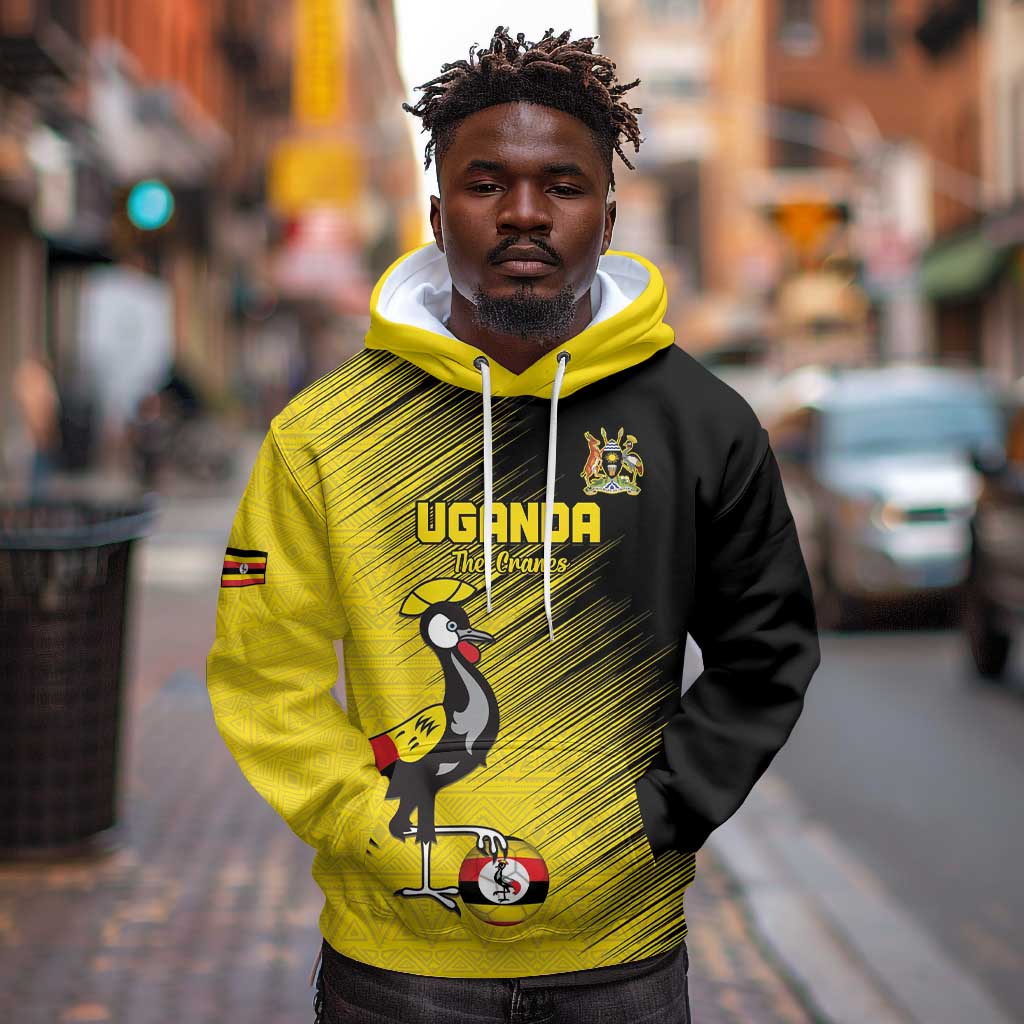 Uganda Football Custom Hoodie African Pattern Mix Grunge Style - Yellow Color