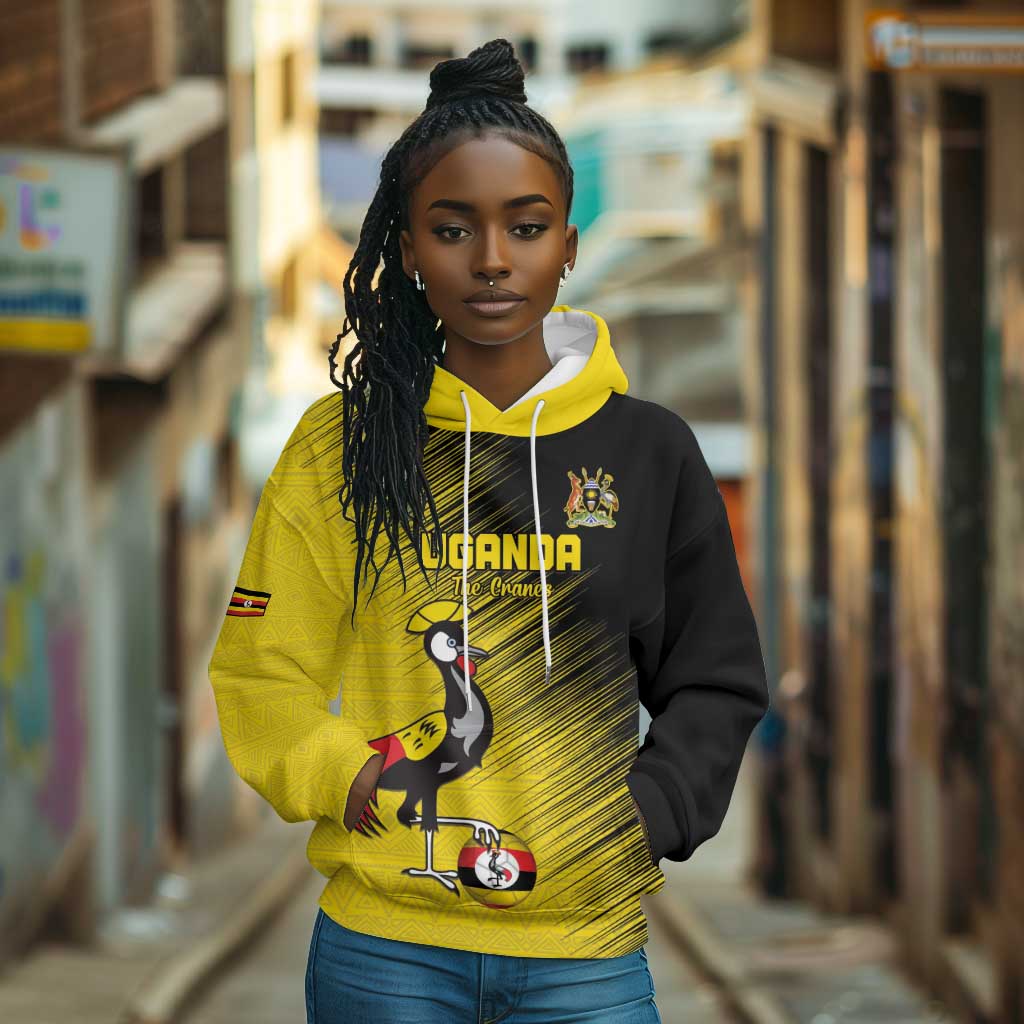 Uganda Football Custom Hoodie African Pattern Mix Grunge Style - Yellow Color