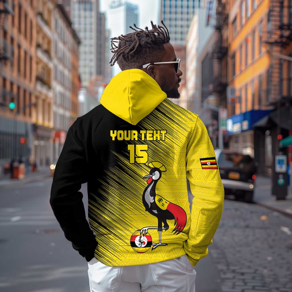 Uganda Football Custom Hoodie African Pattern Mix Grunge Style - Yellow Color