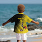Uganda Football Custom Kid Hawaiian Shirt African Pattern Mix Grunge Style - Yellow Color