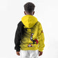 Uganda Football Custom Kid Hoodie African Pattern Mix Grunge Style - Yellow Color