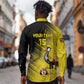 Uganda Football Custom Long Sleeve Button Shirt African Pattern Mix Grunge Style - Yellow Color