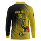 Uganda Football Custom Long Sleeve Polo Shirt African Pattern Mix Grunge Style - Yellow Color