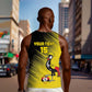Uganda Football Custom Men Tank Top African Pattern Mix Grunge Style - Yellow Color