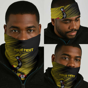 Uganda Football Custom Neck Gaiter African Pattern Mix Grunge Style - Yellow Color LT15