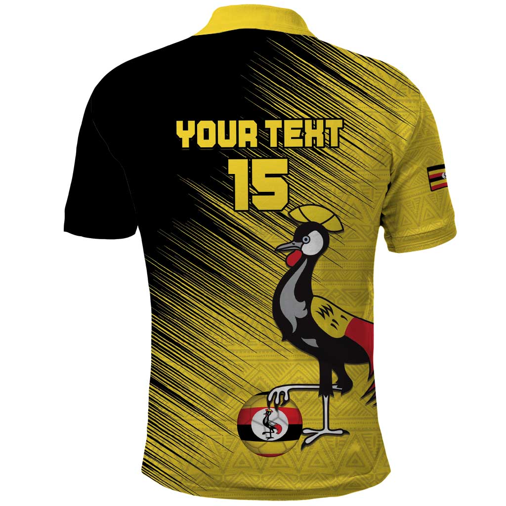 Uganda Football Custom Polo Shirt African Pattern Mix Grunge Style - Yellow Color