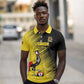 Uganda Football Custom Polo Shirt African Pattern Mix Grunge Style - Yellow Color