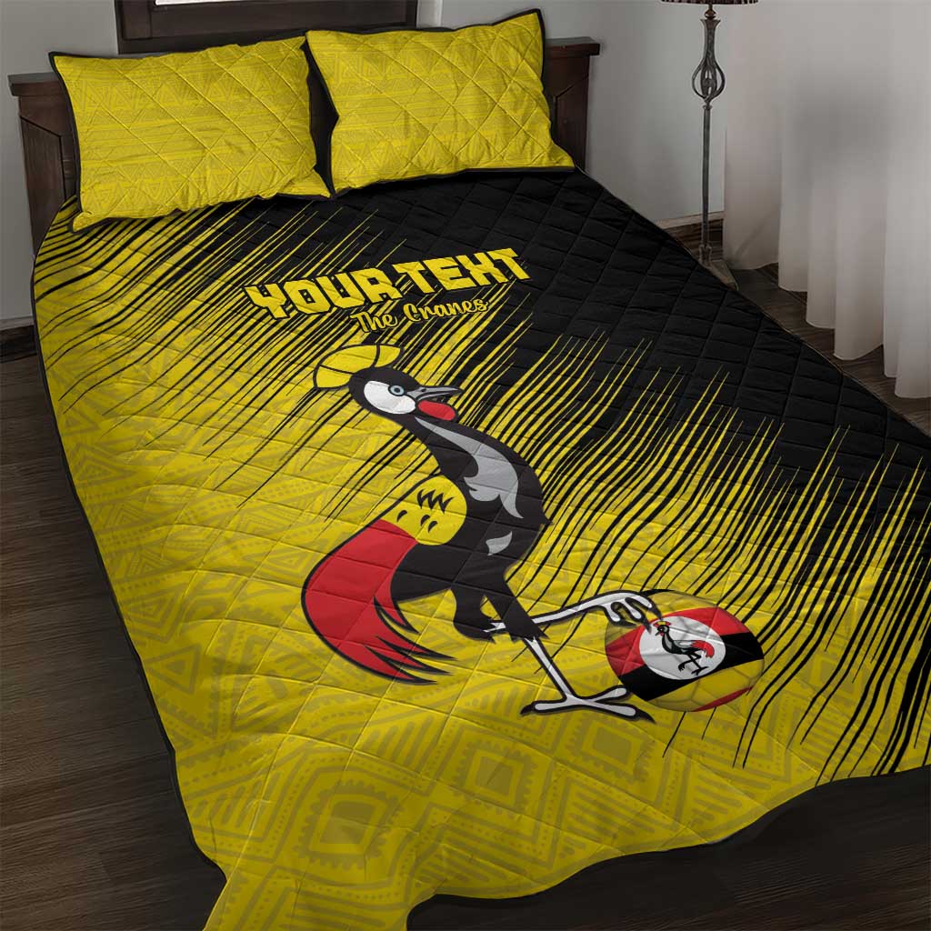 Uganda Football Custom Quilt Bed Set African Pattern Mix Grunge Style - Yellow Color