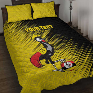 Uganda Football Custom Quilt Bed Set African Pattern Mix Grunge Style - Yellow Color