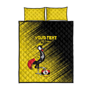 Uganda Football Custom Quilt Bed Set African Pattern Mix Grunge Style - Yellow Color