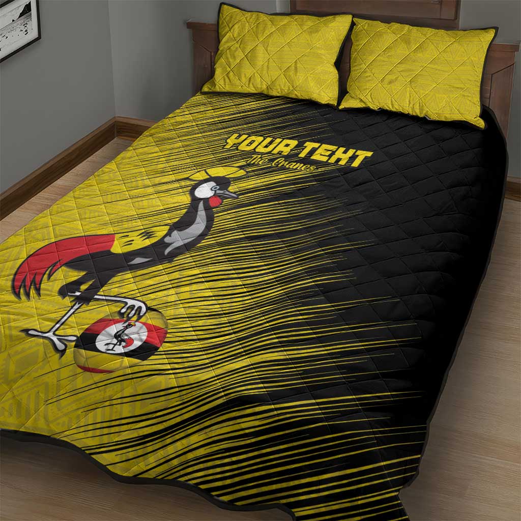 Uganda Football Custom Quilt Bed Set African Pattern Mix Grunge Style - Yellow Color