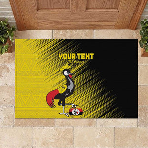 Uganda Football Custom Rubber Doormat African Pattern Mix Grunge Style - Yellow Color