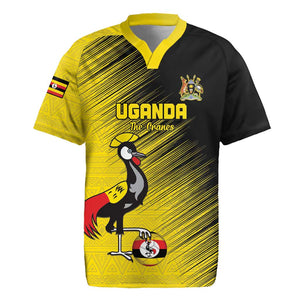 Uganda Football Custom Rugby Jersey African Pattern Mix Grunge Style - Yellow Color
