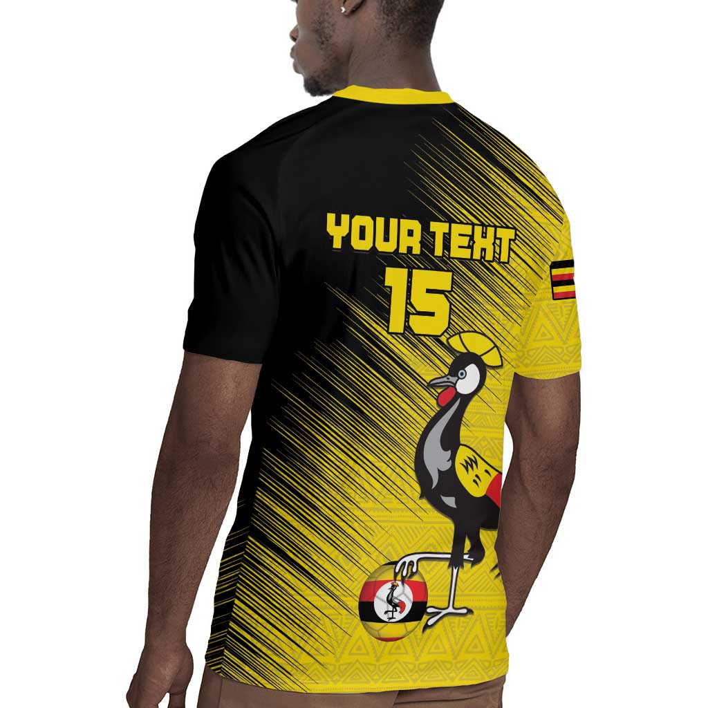 Uganda Football Custom Rugby Jersey African Pattern Mix Grunge Style - Yellow Color
