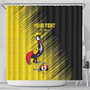 Uganda Football Custom Shower Curtain African Pattern Mix Grunge Style - Yellow Color