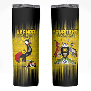 Uganda Football Custom Skinny Tumbler African Pattern Mix Grunge Style - Yellow Color