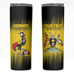 Uganda Football Custom Skinny Tumbler African Pattern Mix Grunge Style - Yellow Color