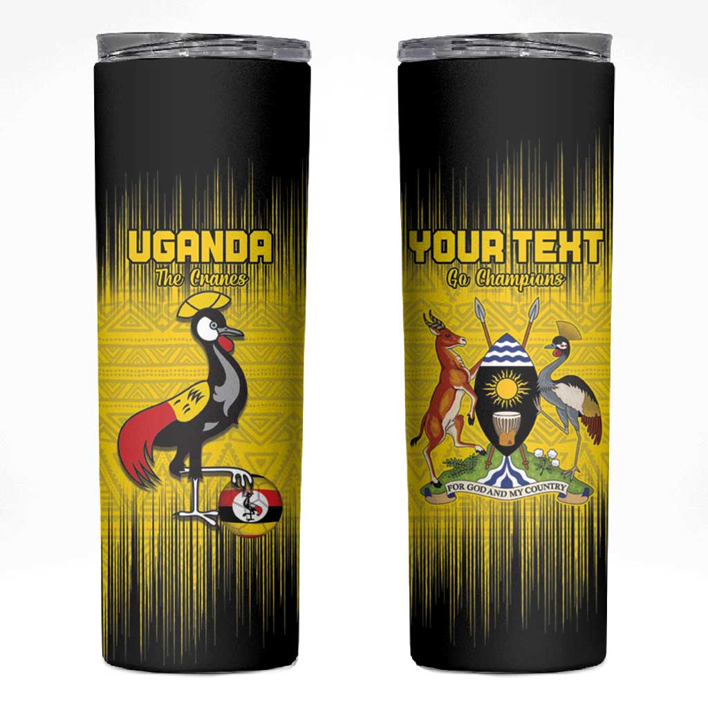Uganda Football Custom Skinny Tumbler African Pattern Mix Grunge Style - Yellow Color