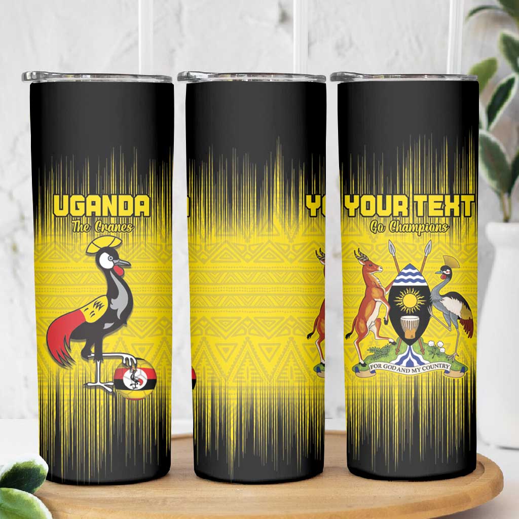 Uganda Football Custom Skinny Tumbler African Pattern Mix Grunge Style - Yellow Color