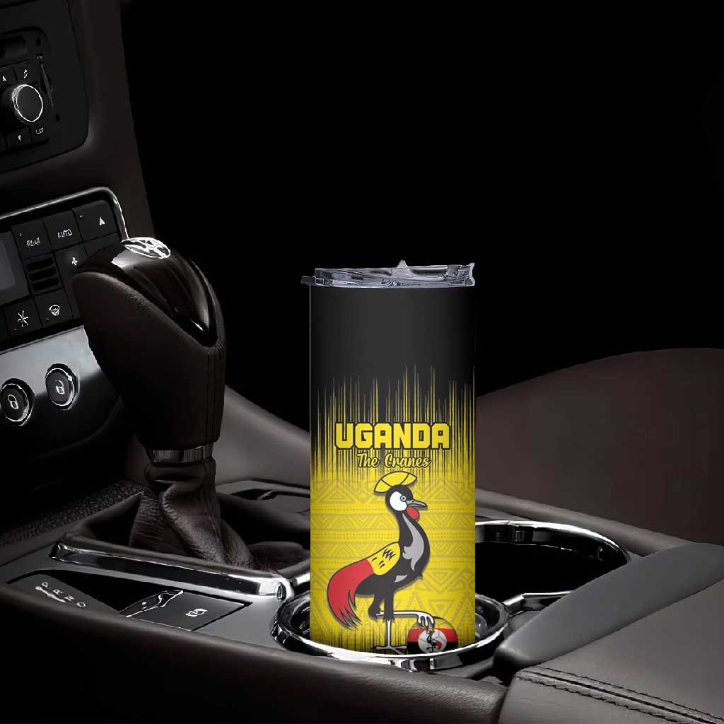 Uganda Football Custom Skinny Tumbler African Pattern Mix Grunge Style - Yellow Color