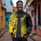 Uganda Football Custom Sleeve Zip Bomber Jacket African Pattern Mix Grunge Style - Yellow Color