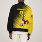 Uganda Football Custom Sleeve Zip Bomber Jacket African Pattern Mix Grunge Style - Yellow Color