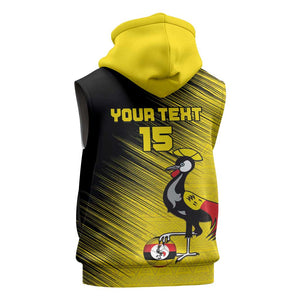 Uganda Football Custom Sleeveless Hoodie African Pattern Mix Grunge Style - Yellow Color - African Pride