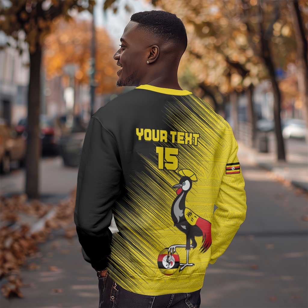 Uganda Football Custom Sweatshirt African Pattern Mix Grunge Style - Yellow Color
