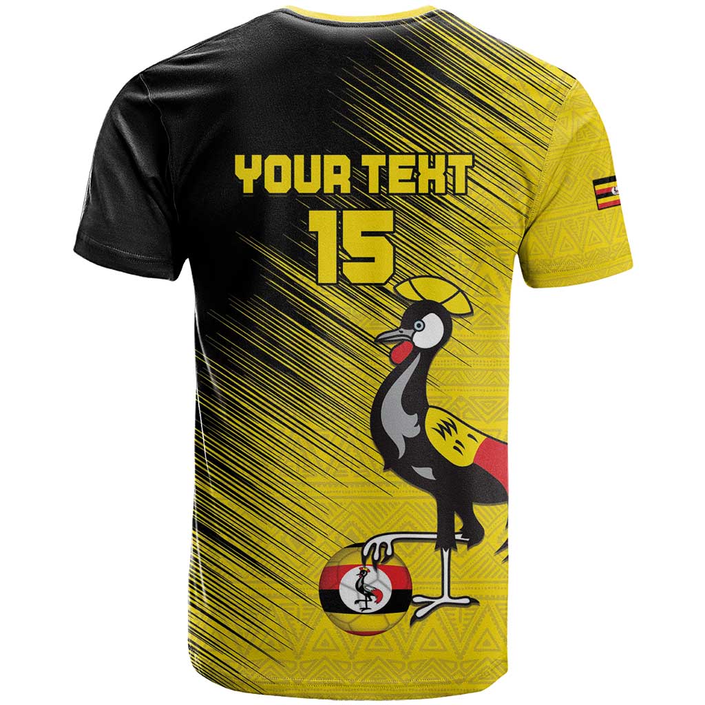 Uganda Football Custom T shirt African Pattern Mix Grunge Style - Yellow Color