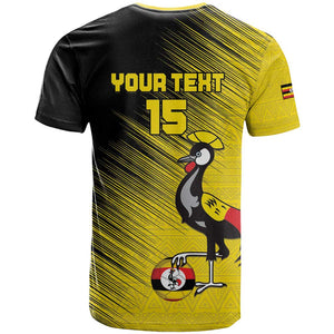 Uganda Football Custom T shirt African Pattern Mix Grunge Style - Yellow Color